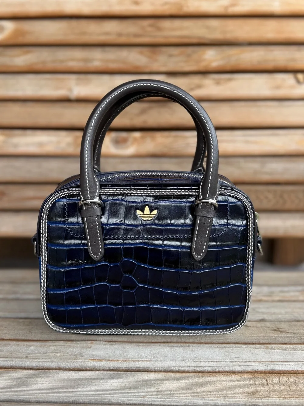 ADIDAS Men's x Wales Bonner Croc Print Bag in Collegiate Navy